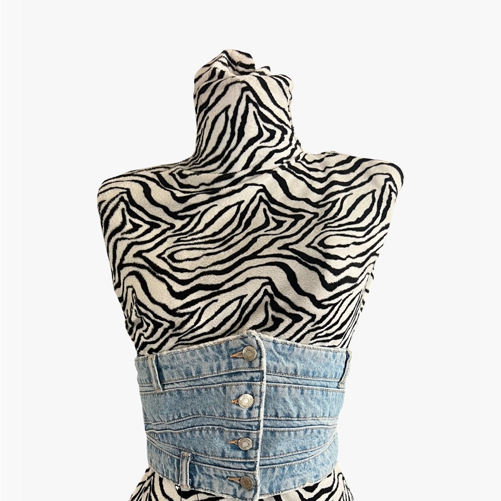 Zara Denim Corset Bustier Belt - Light Wash Raw Hem M (USA 28)